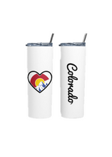 Load image into Gallery viewer, Colorado Heart Skinny Tumbler with Straw