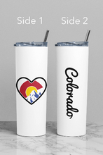Load image into Gallery viewer, Colorado Heart Skinny Tumbler with Straw