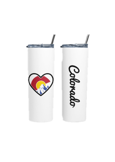 Colorado Heart Skinny Tumbler with Straw