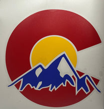Load image into Gallery viewer, Colorado Red Blue Yellow Car Sticker Decal with Large Mountains
