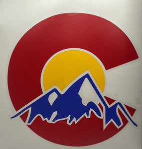 Colorado Red Blue Yellow Car Sticker Decal with Large Mountains