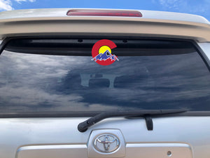 Colorado Red Blue Yellow Car Sticker Decal with Large Mountains