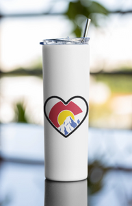 Colorado Heart Skinny Tumbler with Straw