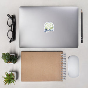 The Mountains are Calling and I Must Go Explore Bubble-free stickers