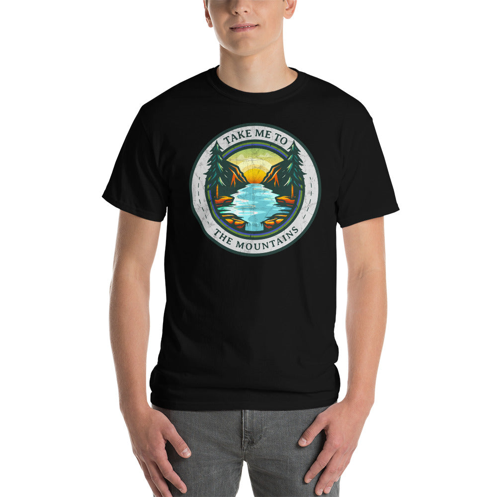Take Me to the Mountains, Men's Short Sleeve Distressed Graphic T-Shirt